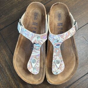 Birkenstock Gizeh Floral Fades Crystal Rose Soft Footbed Sandals